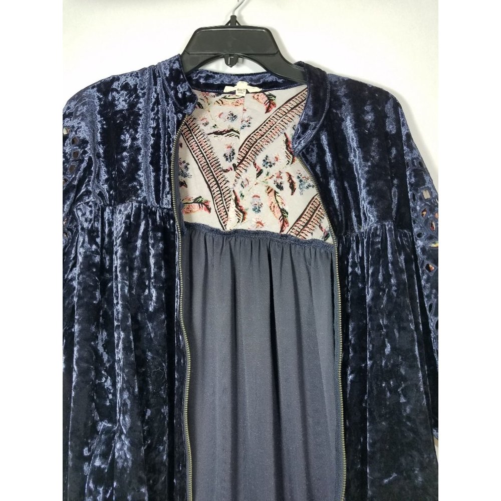 Entro Jacket Womens Size Medium blue Navy cut-out detail super soft zip up loose - Picture 5 of 14